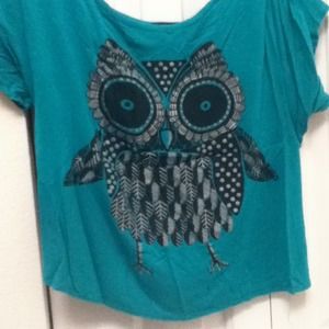 Green owl half shirt.