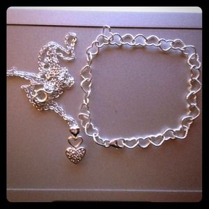 Heart Necklace and Bracelet Bundle