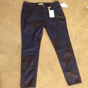 bundle ❤❤Floral print navy blue/black skinny jeans