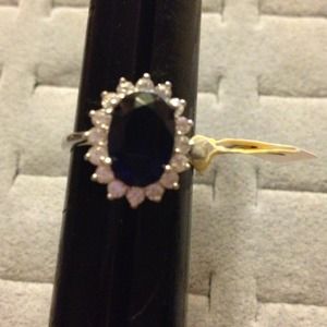 Beautiful princess sapphire sterling silver ring!