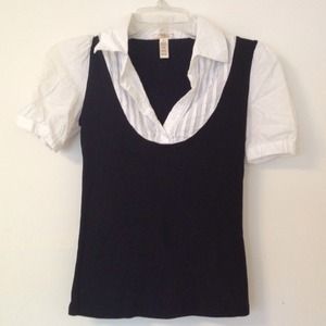 🚫BUNDLED🚫Black+white collared ss blouse