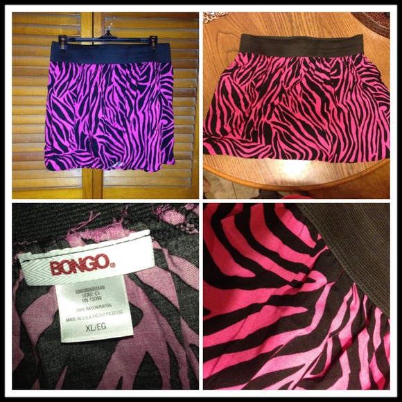 NWOT sz XL Bongo hot pink & black skirt