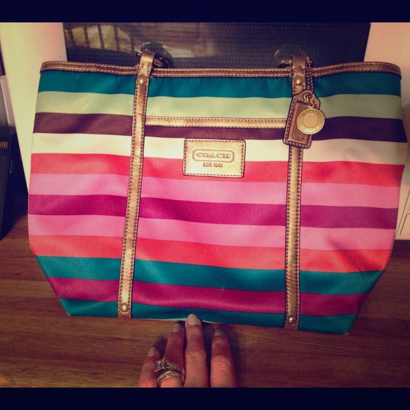 SOLD!!! Beautiful spring colored striped Coach