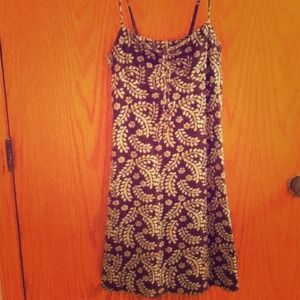 Dark brown and beige floral print dress