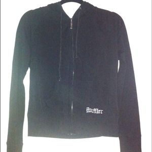 Black hustler hoody w cross and rose