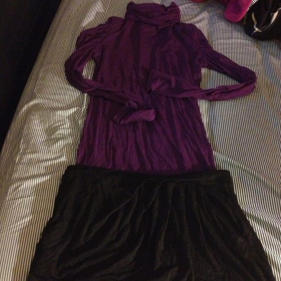 Long plum colored turtleneck with zipper in back