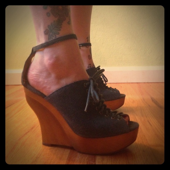Jeffrey Campbell Wood & Denim Wedges