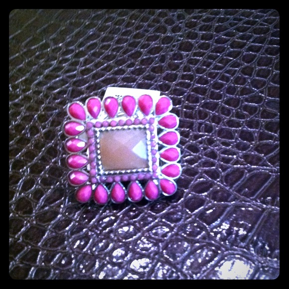 Pink Square Cocktail Ring