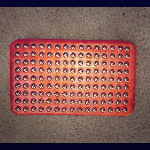 Orange studded wallet