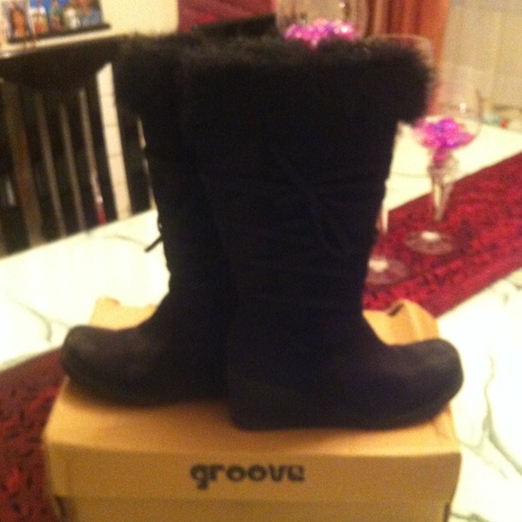 Tall Black Wedge Suede Boots