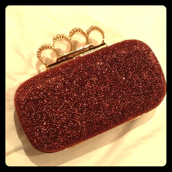 SOLD - Chic Bronze Clutch w/ Finger Holes