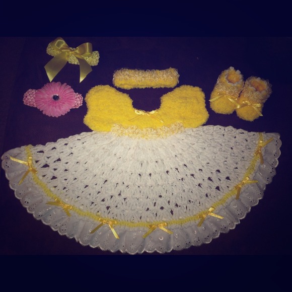 Hand crochet baby layette