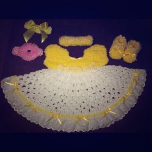 Hand crochet baby layette