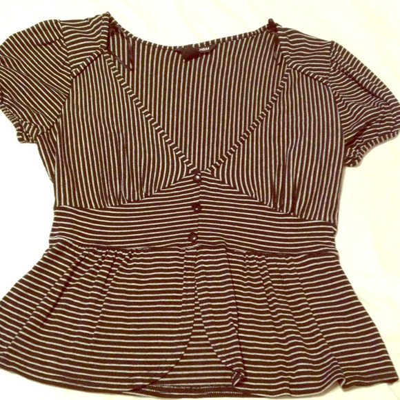 H&M black and white baby doll top