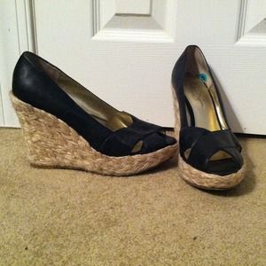 Black with hemp wedge- Jessica Simpson peep toe