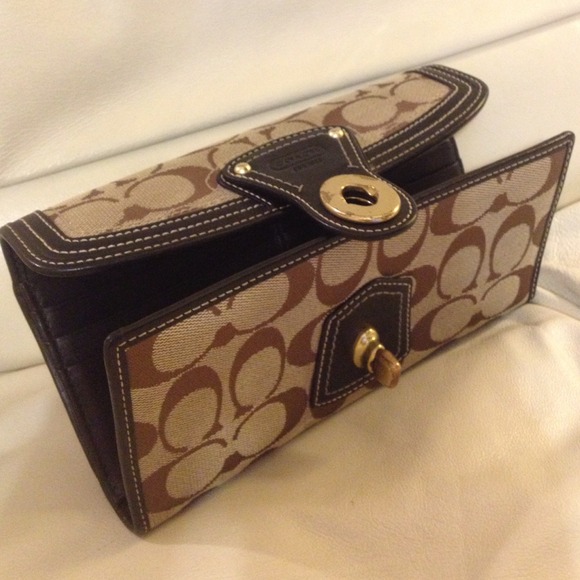 SOLD -Coach Legacy Signature Khaki TurnLock Wallet