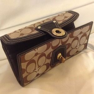 SOLD -Coach Legacy Signature Khaki TurnLock Wallet