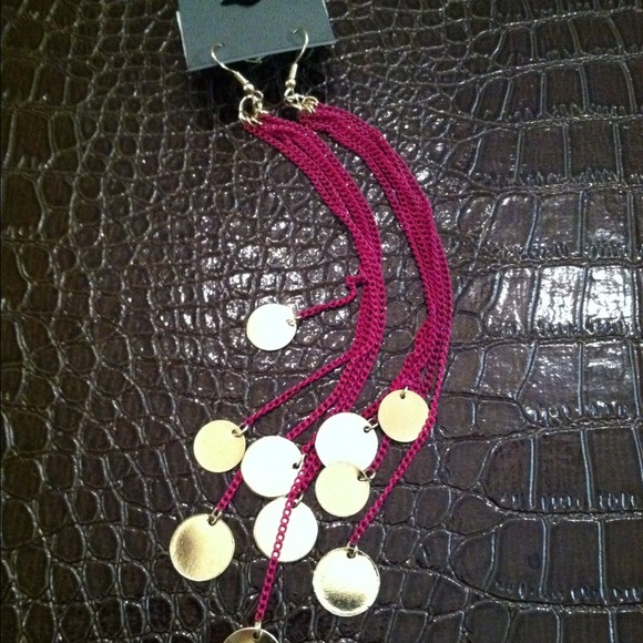 Express Fuchsia Fringe Earrings