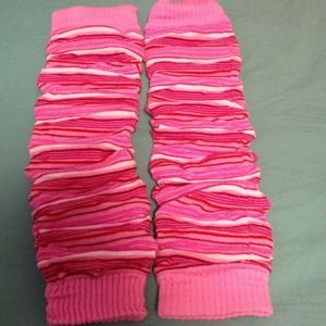 Pink striped leg warmers
