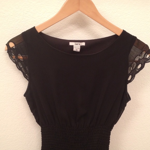 Bar III Xsmall black eyelet top