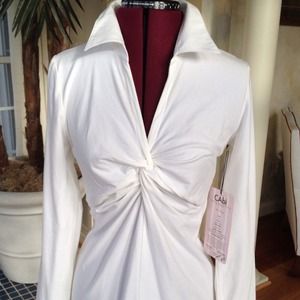 Stylish white knit blouse