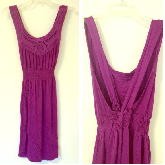 ❌SOLD❌Purple crochet + crisscross back dress
