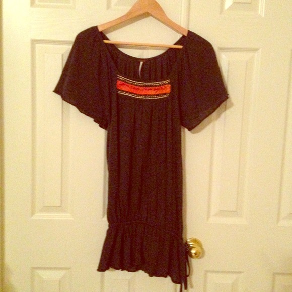 Free people grey tunic with orange detail