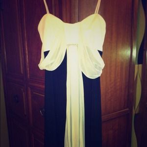 Black and white with diamond trim evening dress