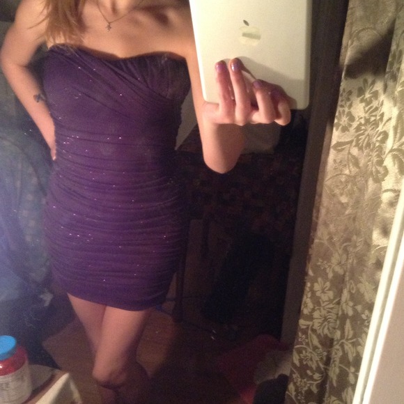 Purple and sparkly tight dress