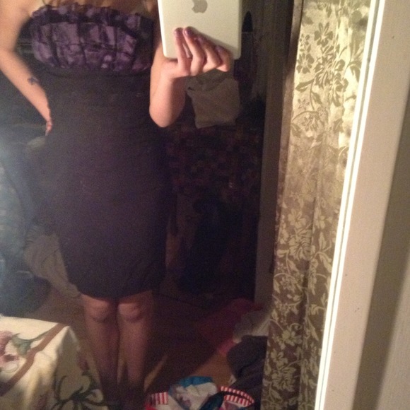 Purple ruffle and black right dress