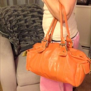 Orange satchel handbag