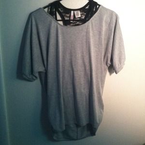 Grey shirt with black tank top for back