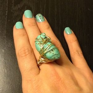 Wire Wrapped Turquoise Nugget Ring