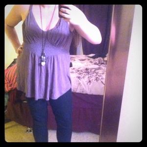 Grey top with lace pattern