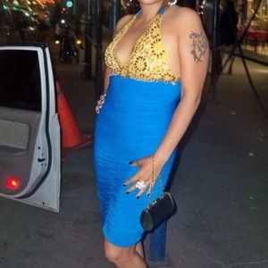 Beautiful blue spandex dress prom wedding club