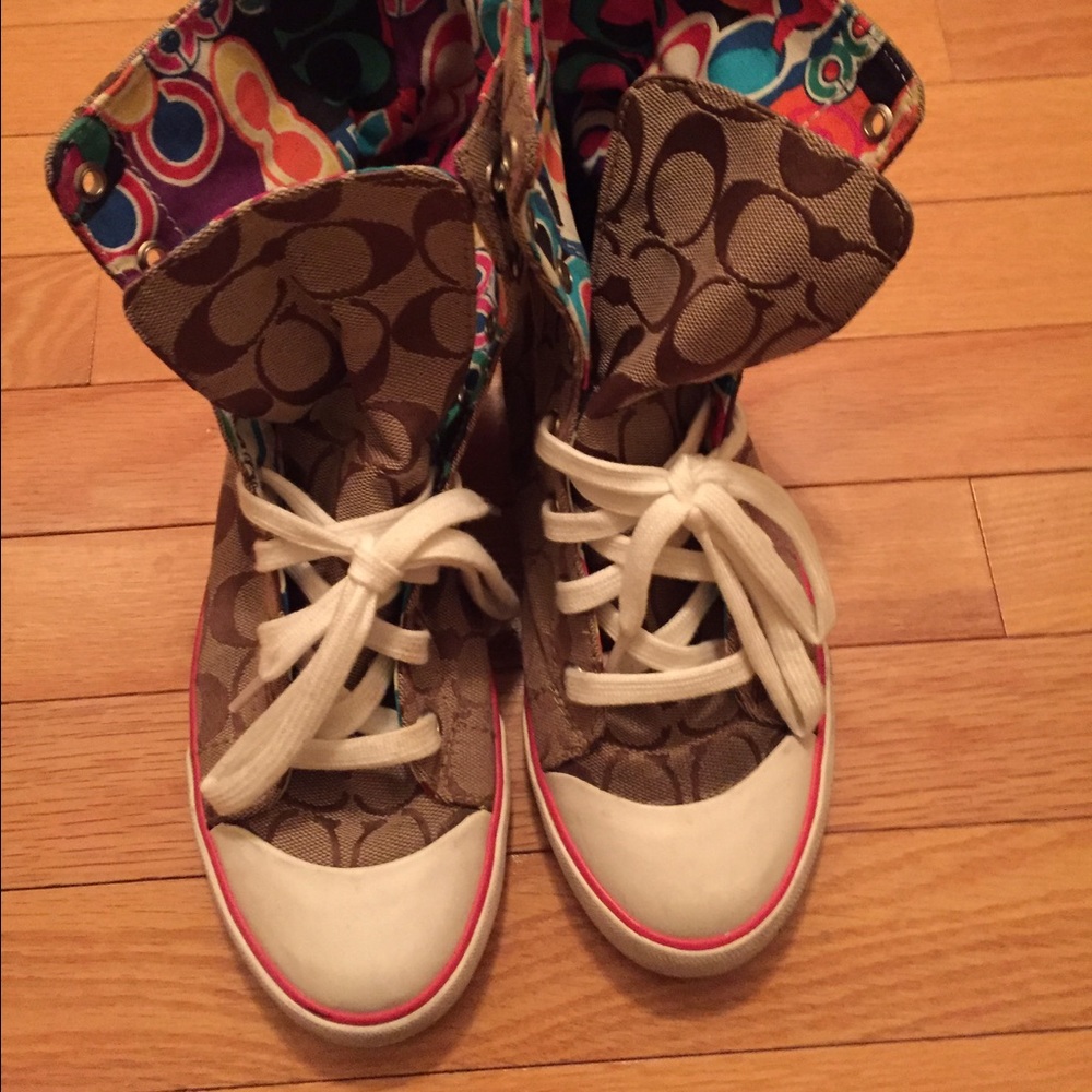 Coach Gym Shoes w/ Colorful Pattern, Size 7