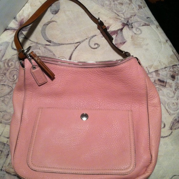 Coach pink leather medium hobo bag.