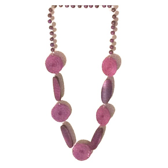 Purple wooden necklace from Chile