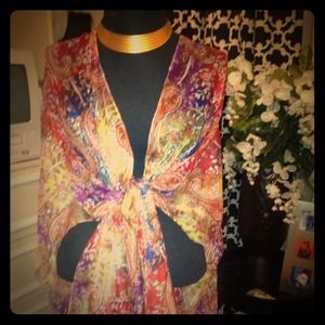 Multi-colour paisley print shawl.