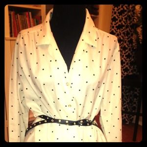 Vintage white with black polka dot blouse.