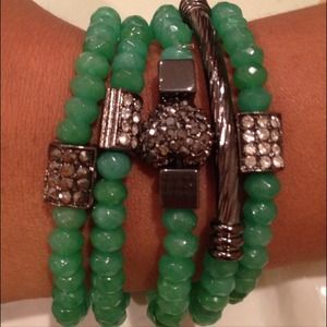 Beaded green bracelets!