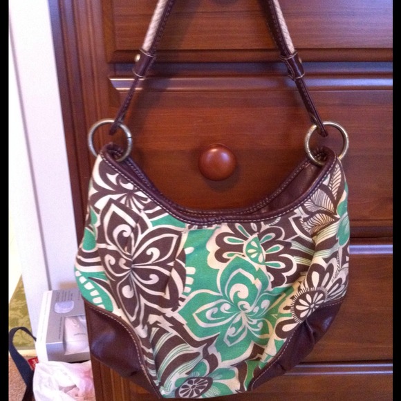 ❌SOLD❌ Floral green and brown Fossil purse