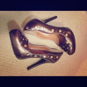 Brown studded high heels