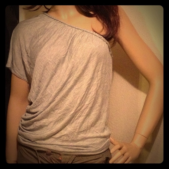 Vanity Tops - Light Gray Off the Shoulder Tee by Vanity