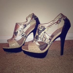 Faux Snakeskin Pep-toe Stiletto Sandal