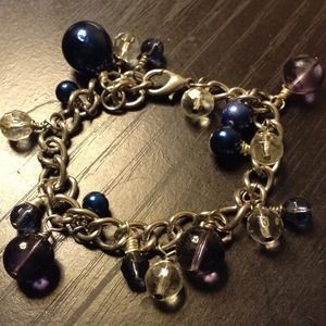 Blue beaded dangle charm bracelet