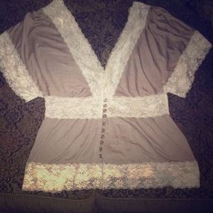 Forever 21 deep V neck lace shirt