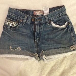 High waisted studded/lace Levi's shorts