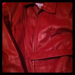 Jacket leather burgundy red color brand new