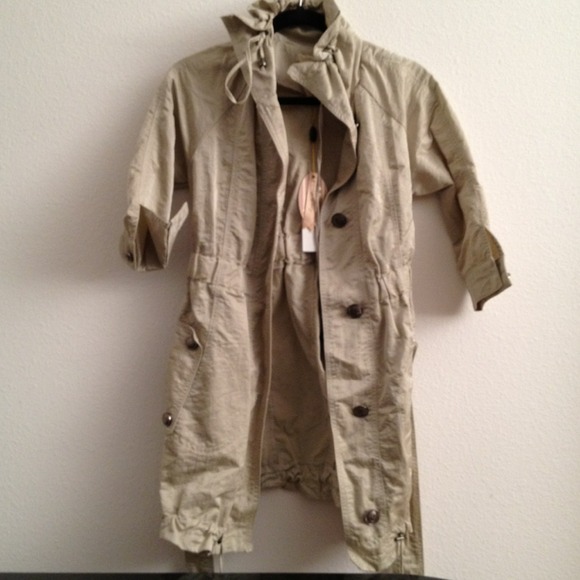 Shiny beige raincoat